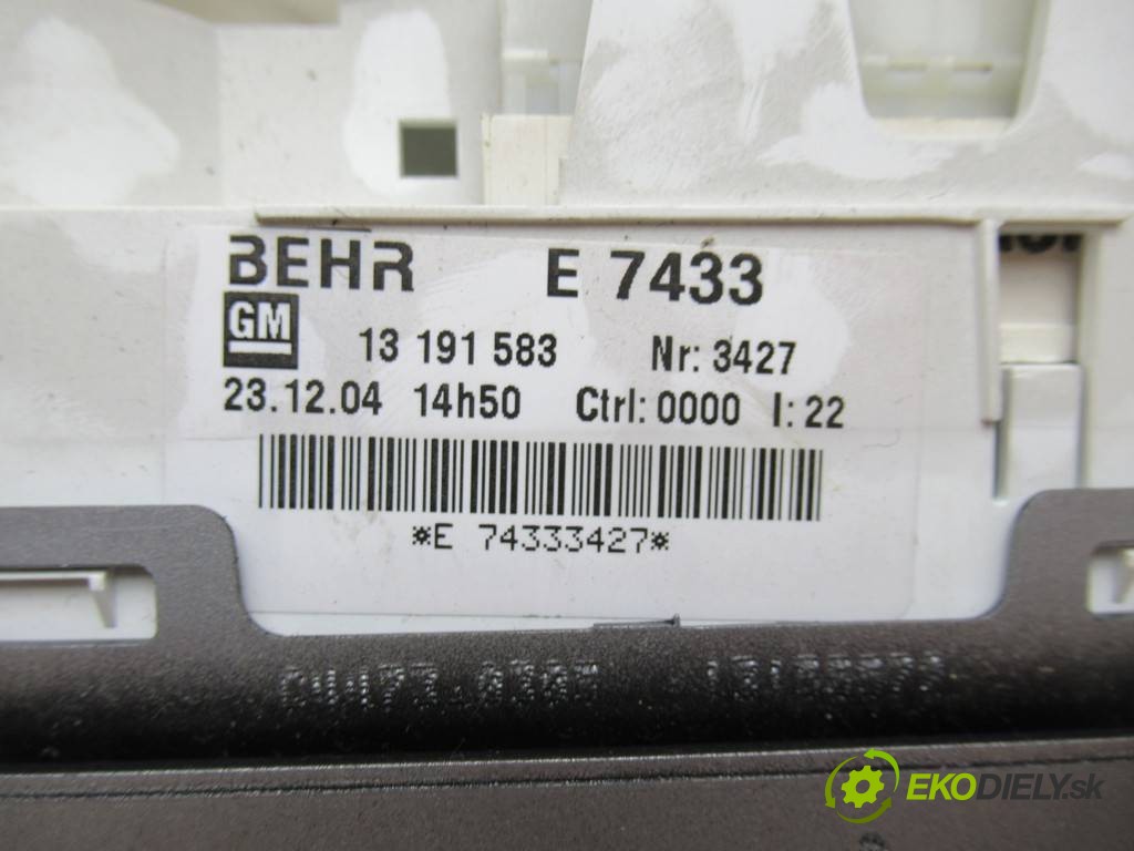 panel ovládania kúrenia 13191583 Opel Meriva       0