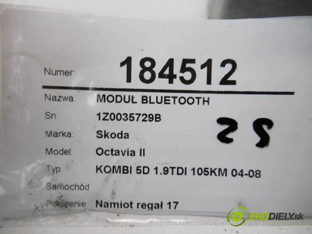 Skoda Octavia II       0  modul bluetooth 1Z0035729B