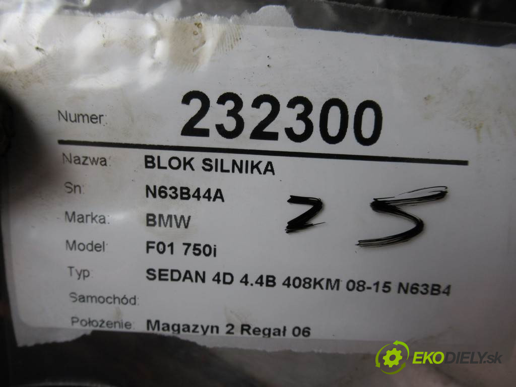 BMW F01 750i       0  blok motor N63B44A S63